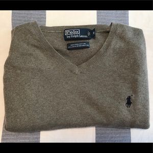 Ralph Lauren Polo V-Neck Sweater Gray